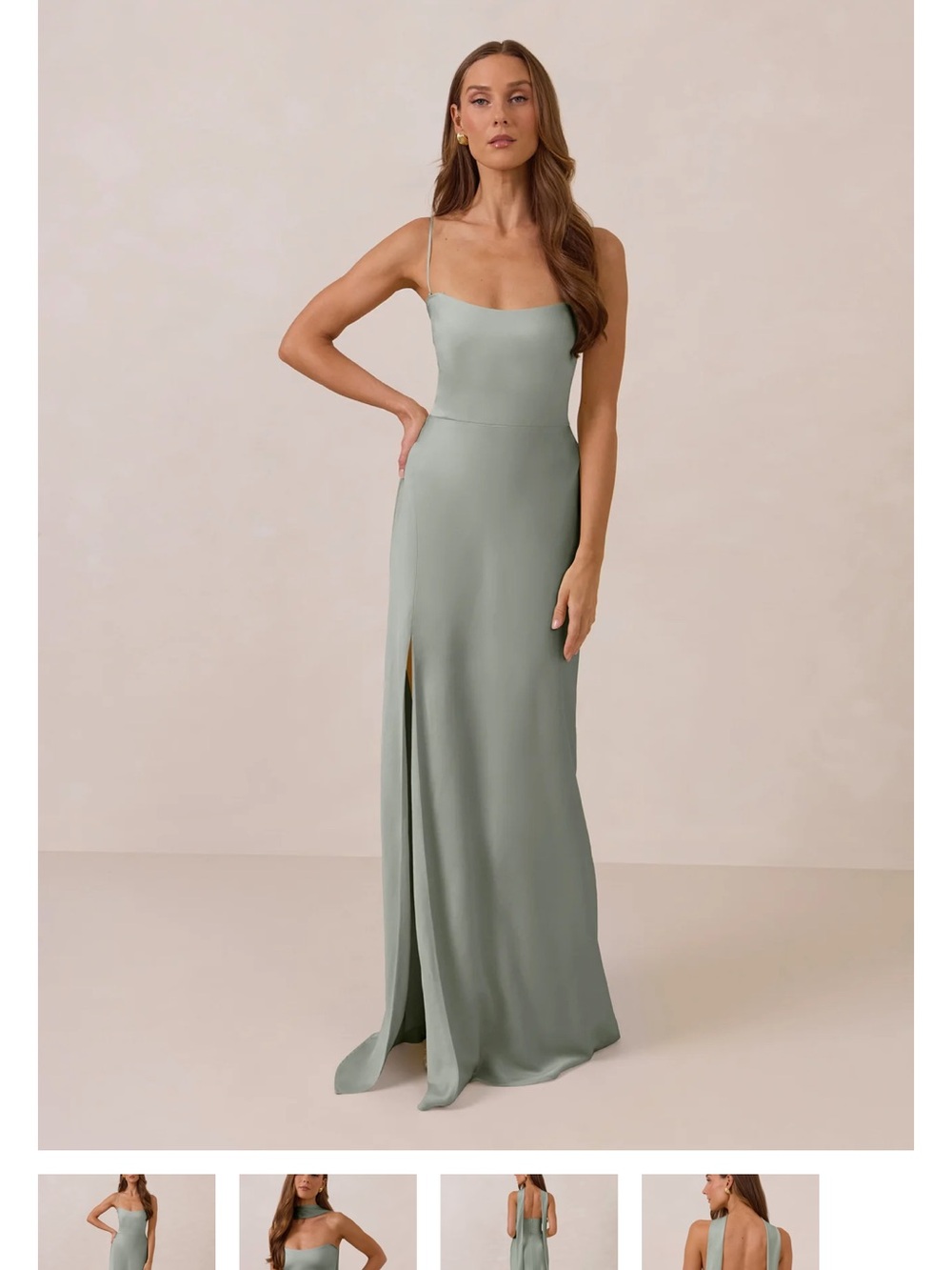Park and Fifth Marlow Sage Green Maxi Dress with Neck Sash